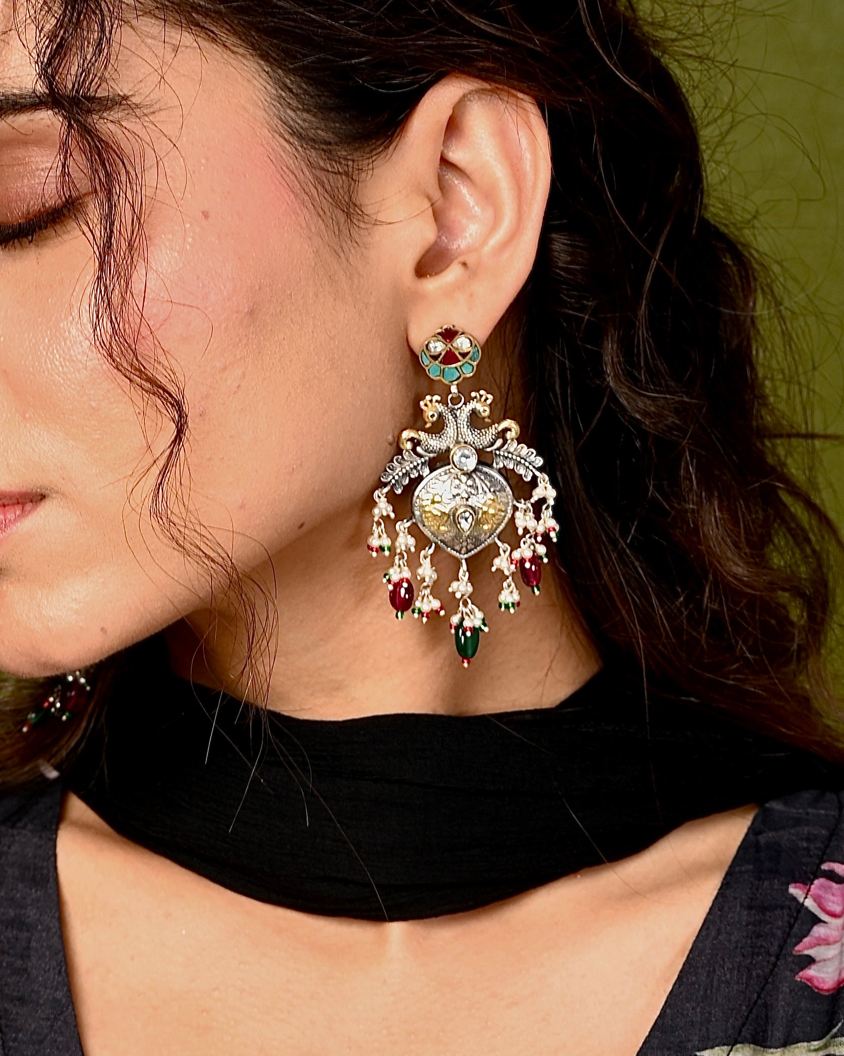 Silver mayurika  Earring